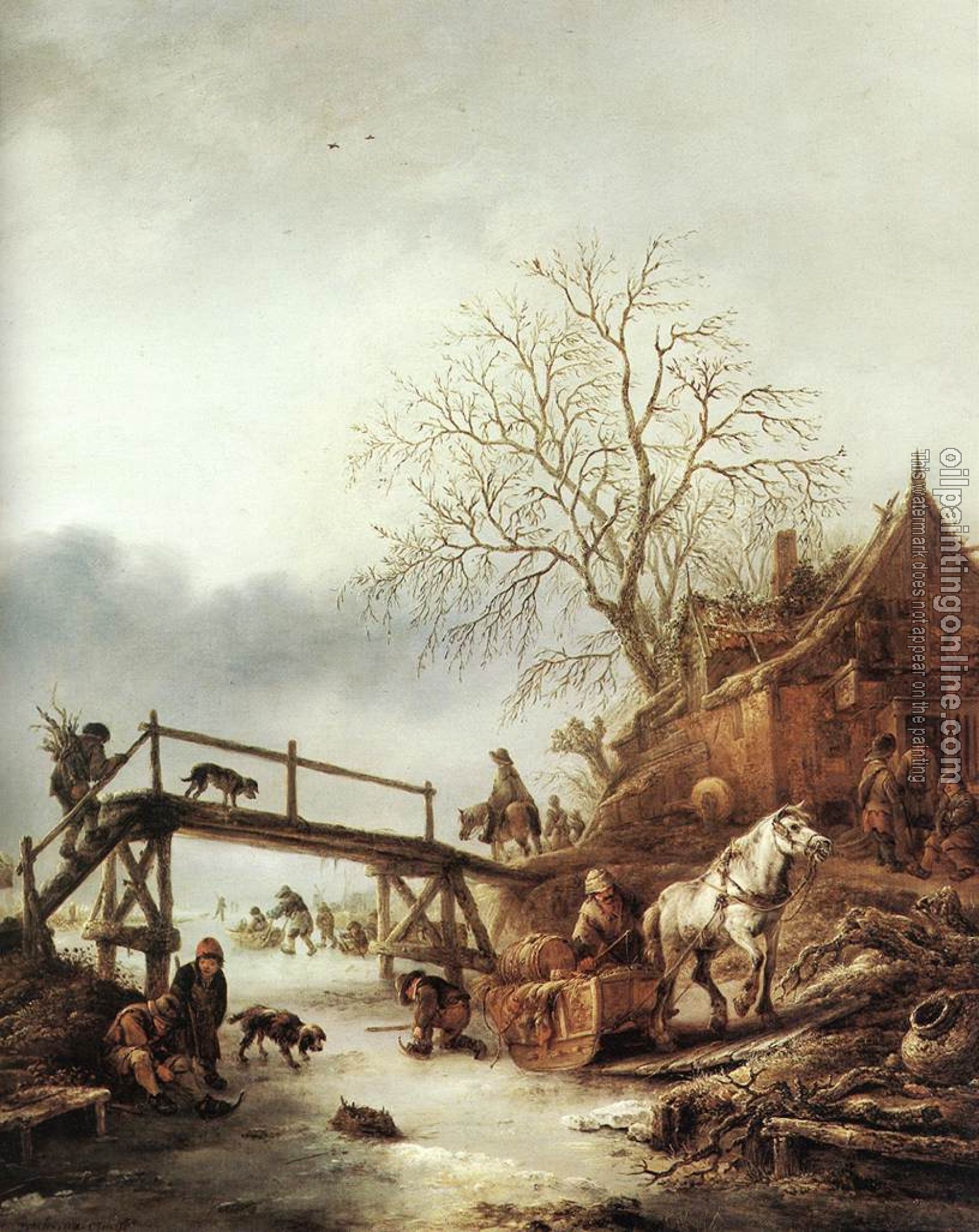 Isack van Ostade - A Winter Scene
